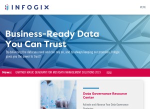 How infogix.com looks like on a tablet such as an iPad.