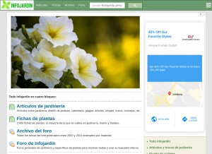 How infojardin.com looks like on a tablet such as an iPad.