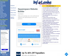 How infolanka.com looks like on a tablet such as an iPad.