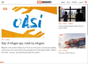 How infomigrants.net looks like on a tablet such as an iPad.