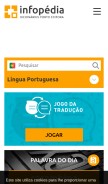How infopedia.pt looks like on a mobile device such as an iPhone.