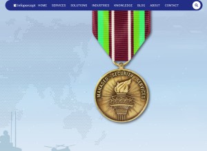 How infopercept.com looks like on a tablet such as an iPad.