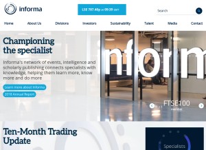 How informa.com looks like on a tablet such as an iPad.
