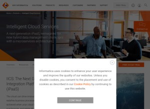 How informaticacloud.com looks like on a tablet such as an iPad.