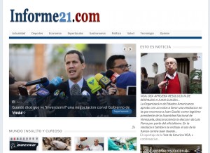 How informe21.com looks like on a tablet such as an iPad.