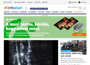 How infostart.hu looks like on a tablet such as an iPad.