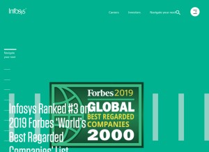 How infosys.com looks like on a tablet such as an iPad.