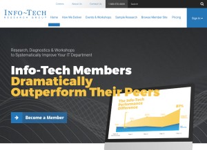 How infotech.com looks like on a tablet such as an iPad.