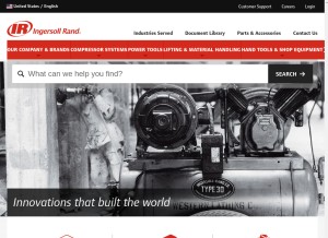 How ingersollrandproducts.com looks like on a tablet such as an iPad.