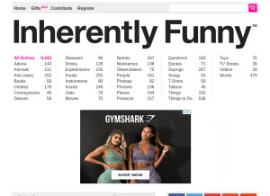 How inherentlyfunny.com looks like on a tablet such as an iPad.