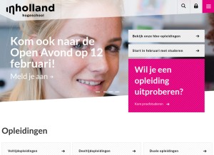 How inholland.nl looks like on a tablet such as an iPad.