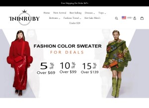 How ininrubyshop.com looks like on a tablet such as an iPad.