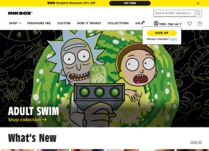 How inkbox.com looks like on a tablet such as an iPad.