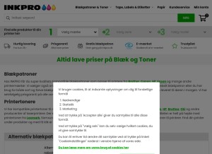 How inkpro.dk looks like on a tablet such as an iPad.