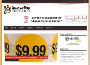How innovationexcellence.com looks like on a tablet such as an iPad.