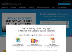 How innovativelanguage.com looks like on a tablet such as an iPad.