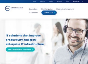 How innovativetech.com looks like on a tablet such as an iPad.