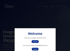 How inogen.com looks like on a tablet such as an iPad.