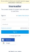 How inoreader.com looks like on a mobile device such as an iPhone.