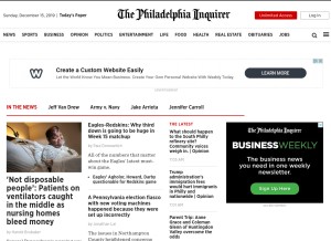 How inquirer.com looks like on a tablet such as an iPad.
