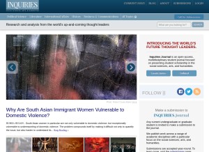 How inquiriesjournal.com looks like on a tablet such as an iPad.