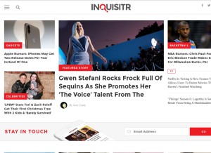 How inquisitr.com looks like on a tablet such as an iPad.