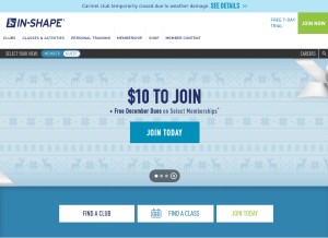 How inshape.com looks like on a tablet such as an iPad.