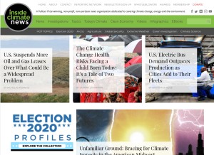 How insideclimatenews.org looks like on a tablet such as an iPad.