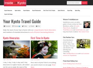 How insidekyoto.com looks like on a tablet such as an iPad.