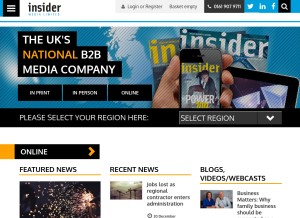 How insidermedia.com looks like on a tablet such as an iPad.