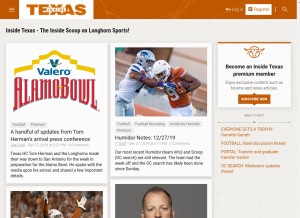 How insidetexas.com looks like on a tablet such as an iPad.