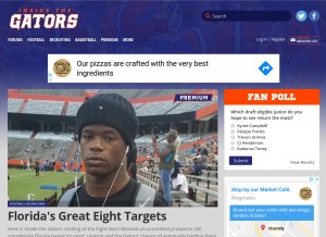 How insidethegators.com looks like on a tablet such as an iPad.