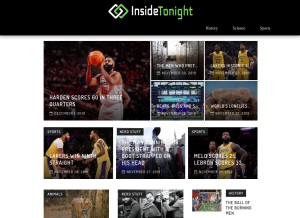 How insidetonight.com looks like on a tablet such as an iPad.