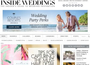 How insideweddings.com looks like on a tablet such as an iPad.