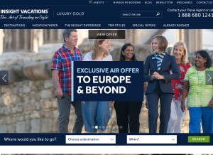 How insightvacations.com looks like on a tablet such as an iPad.