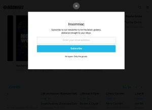 How insomniac.com looks like on a tablet such as an iPad.