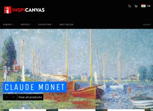 How inspicanvas.com looks like on a tablet such as an iPad.