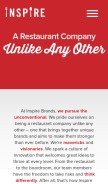 How inspirebrands.com looks like on a mobile device such as an iPhone.