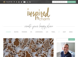 How inspiredbycharm.com looks like on a tablet such as an iPad.