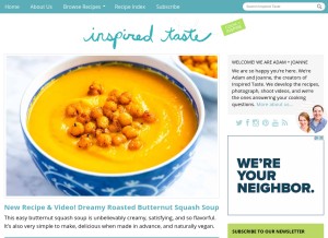 How inspiredtaste.net looks like on a tablet such as an iPad.