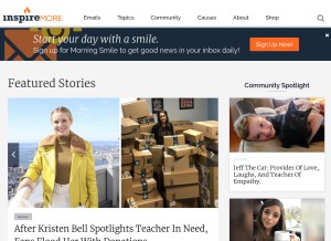 How inspiremore.com looks like on a tablet such as an iPad.