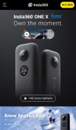 How insta360.com looks like on a mobile device such as an iPhone.