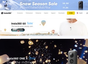 How insta360.com looks like on a tablet such as an iPad.