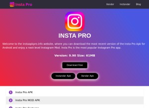 How instaapkpro.info looks like on a tablet such as an iPad.