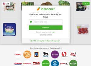 How instacart.com looks like on a tablet such as an iPad.