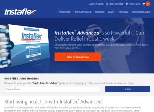 How instaflex.com looks like on a tablet such as an iPad.