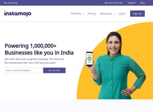 How instamojo.com looks like on a tablet such as an iPad.