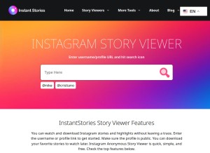 How instant-stories.com looks like on a tablet such as an iPad.