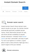 How instantdomainsearch.com looks like on a mobile device such as an iPhone.