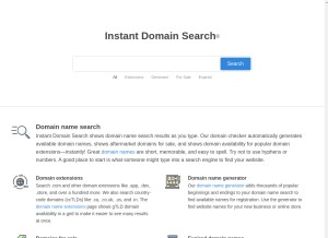 How instantdomainsearch.com looks like on a tablet such as an iPad.